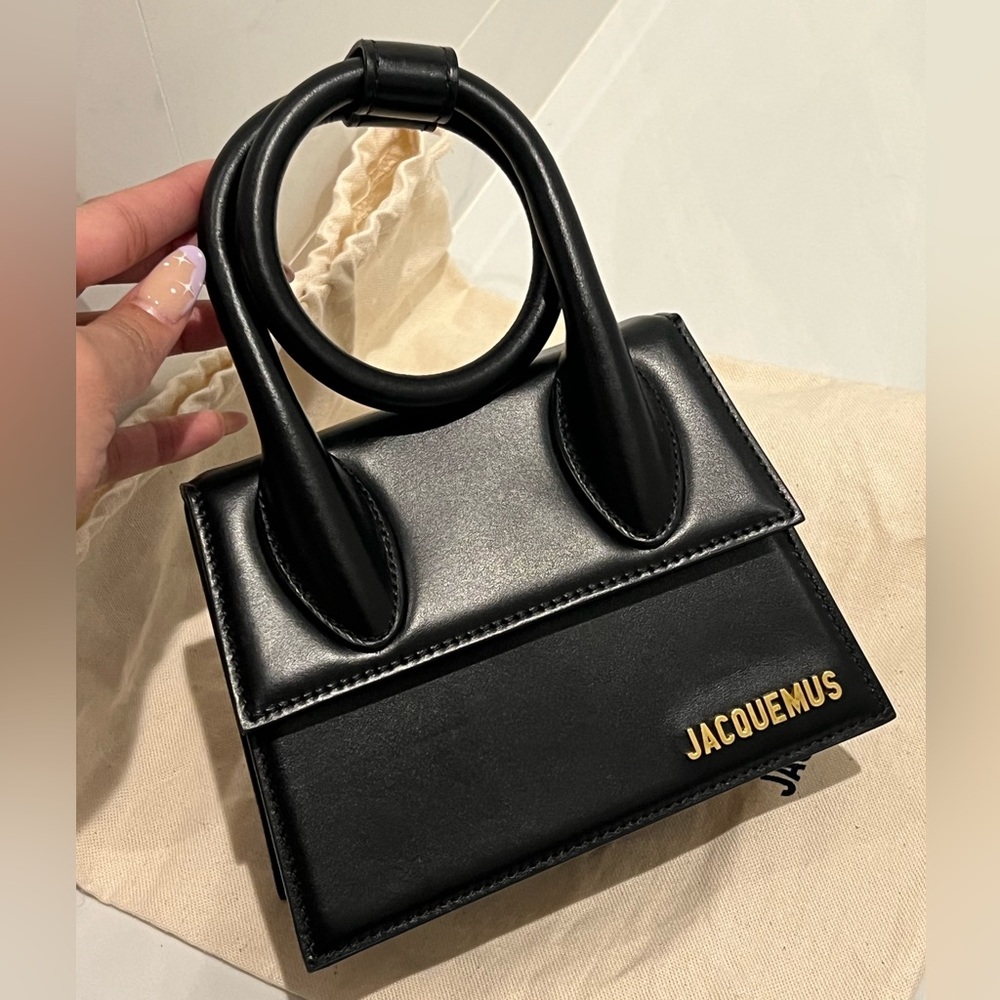 💯 New Jacquemus Le Chiquito Noeud Black Crossbody Black Bag